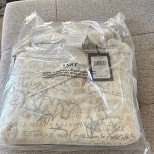 DKNY Cream and Gray Patterned Tote